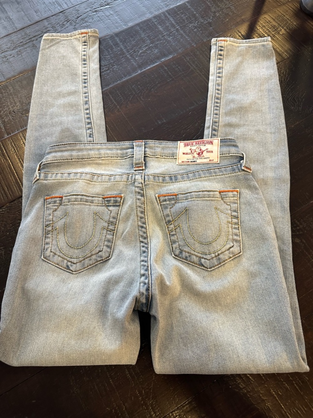 True Religion Light Wash Women's Skinny Jeans in Pale Blue